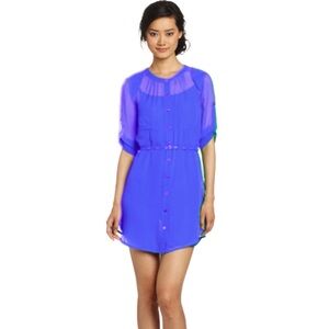 Aryn K Purple 100% Silk Shirt Dress with Belt ~ Size XS ~ NEW ~ 2 Pieces